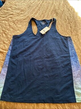 Vineyard Vines Navy Blue Racerback Tank with Blue Gradient Side Panels